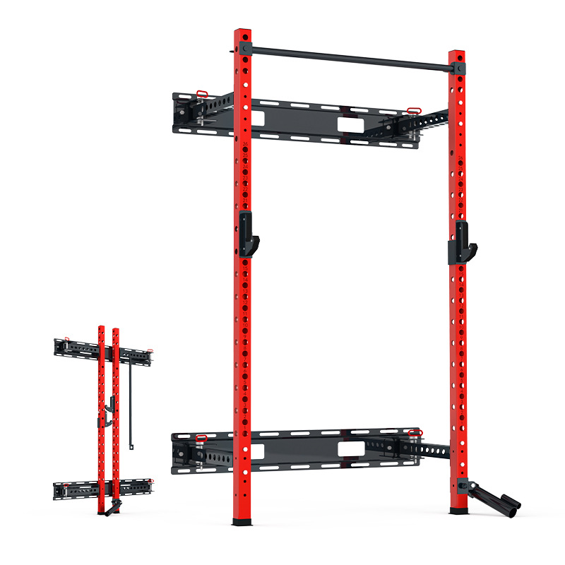 Home Gym Folding Rack - Montagem na parede traseira agachamento uso