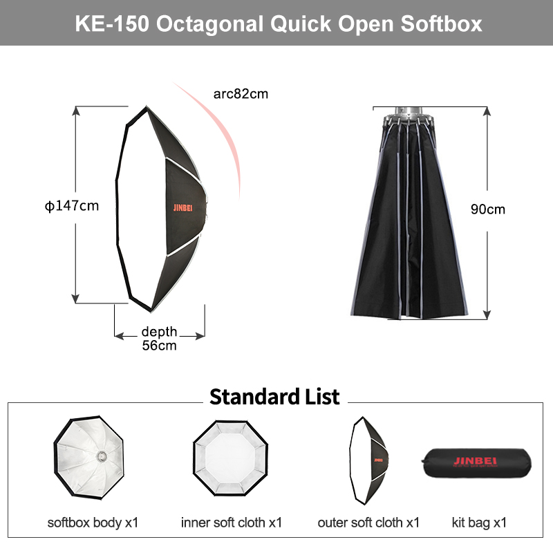 JINBEI KE-150cm Softbox Octogo - Plyo Box Set avaliação e preço